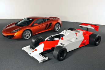 Picture of the McLaren MP4/1 alongside the MP4-12C